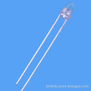 3mm Round LED Lamp, White Color (x=0.35/y=0.36)/Water Clear Lens, 11,000mcd, 30&deg Viewing Angle